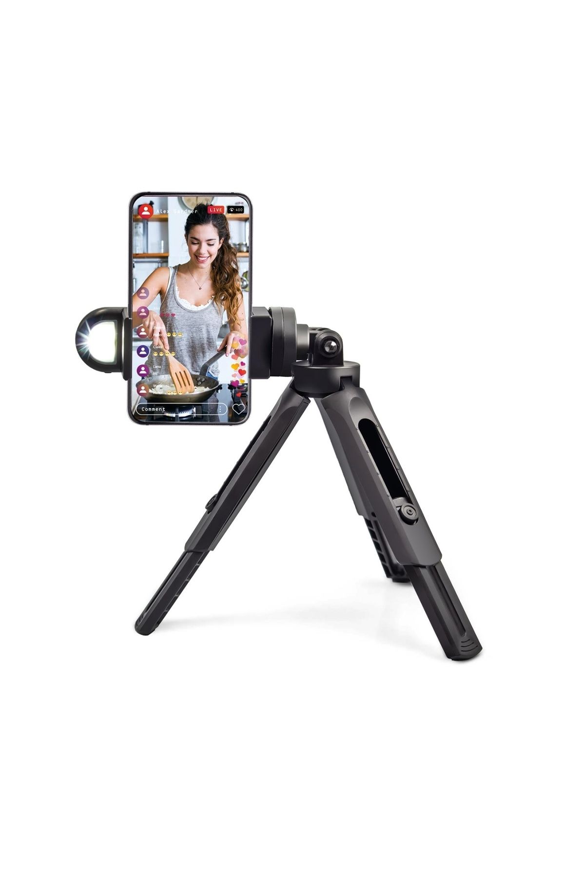 Işıklı Tripot - Blogger Tripod - Çok Fonksiyonlu Tripot - Ayarlanabilir Tripot - Telefon Tutucu