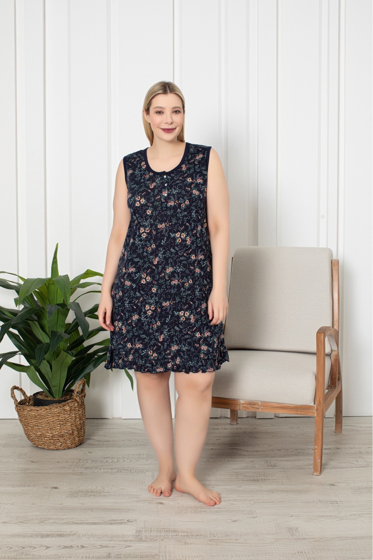 pijamakeyfi Büyük Beden Askılı Elbise Gecelik