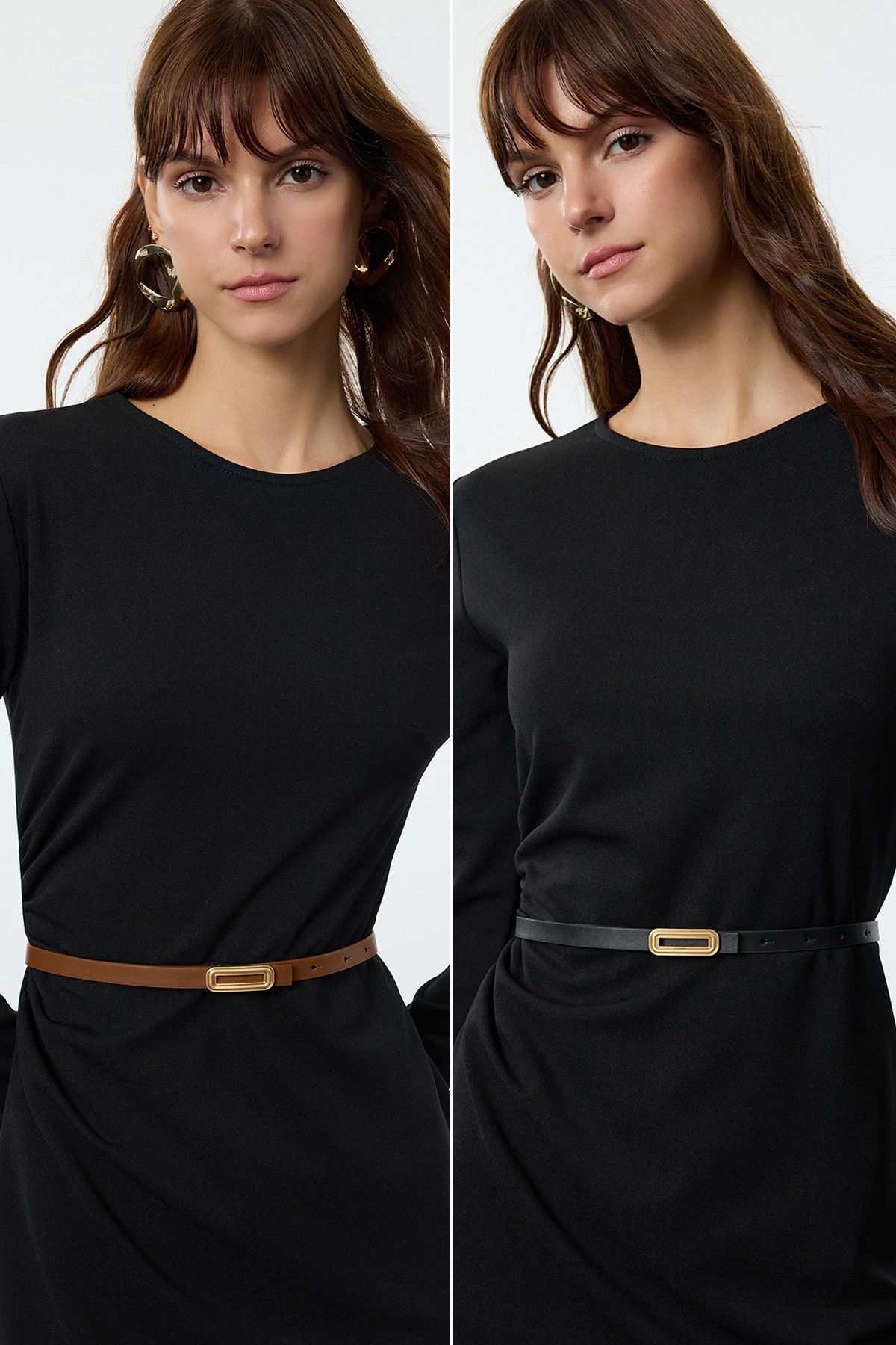 Trendyol Collection 2 sztuki w kolorze skórzanym z czarno-brązową klamrą Twoaw25Ke00009
