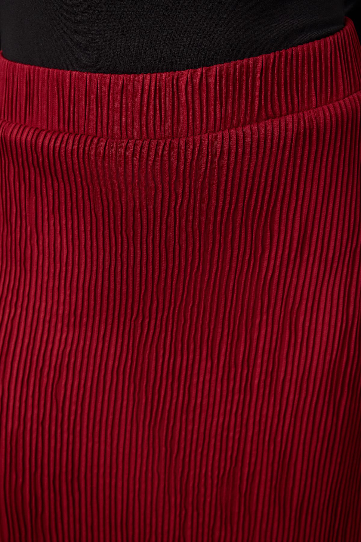 Trendyol Collection-Spódnica midi w kolorze czerwonego wina w kształcie litery A - elastyczna talia i podszewka Twoaw25et00060 4