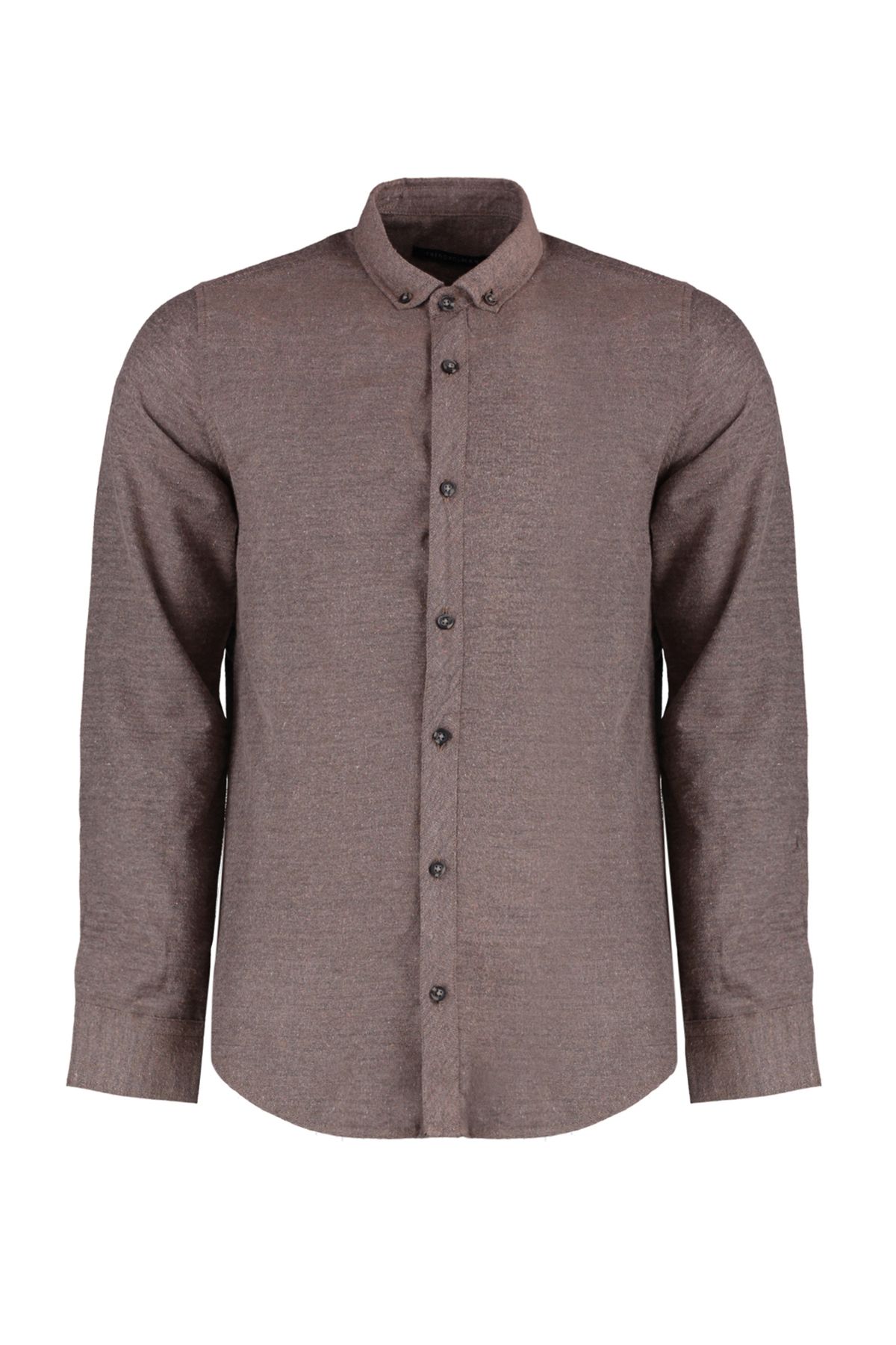 Trendyol Collection-Zimowa koszula w kolorze camelowym slim fit z kołnierzykiem na guziki TMNAW20GO0094 7