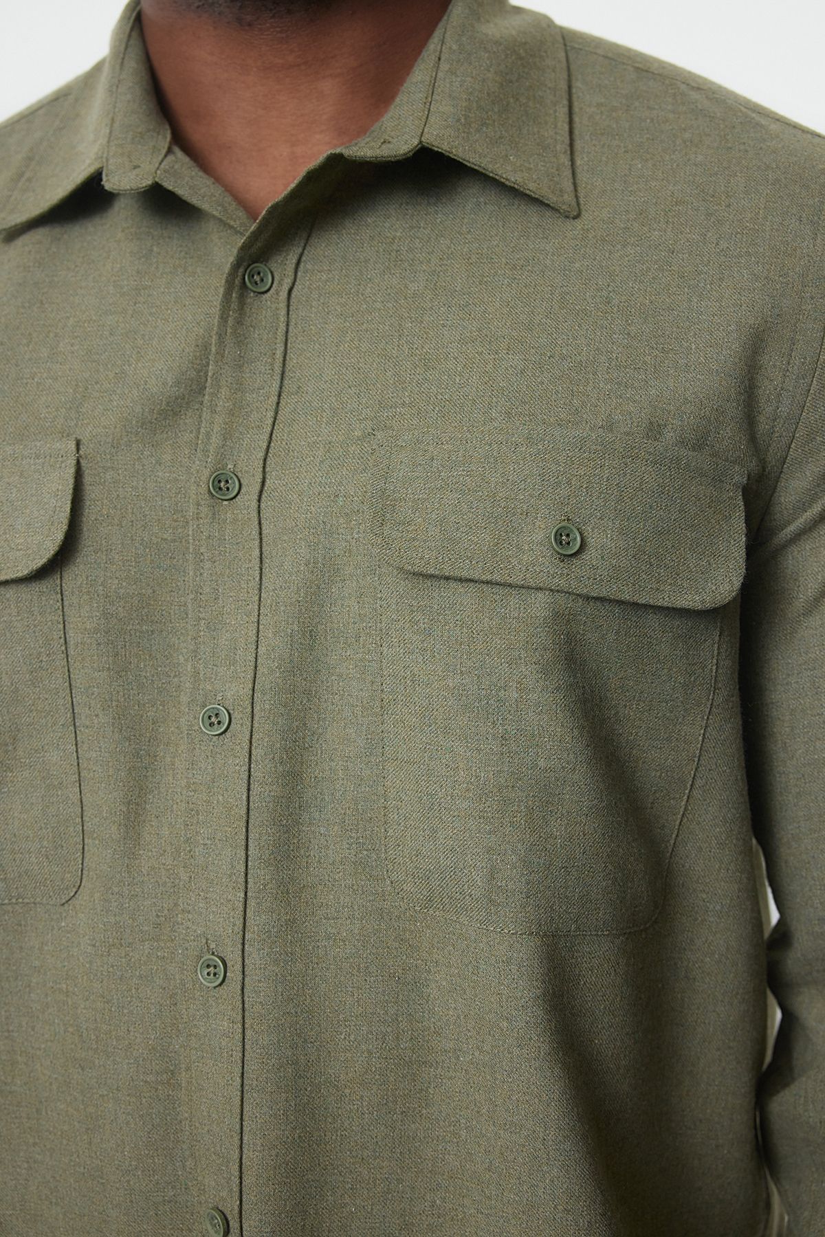 Trendyol Collection-Khaki Regular Fit Winter Lumberjack Flannel Shirt - Plus Size Tmnaw25Ax00004 4