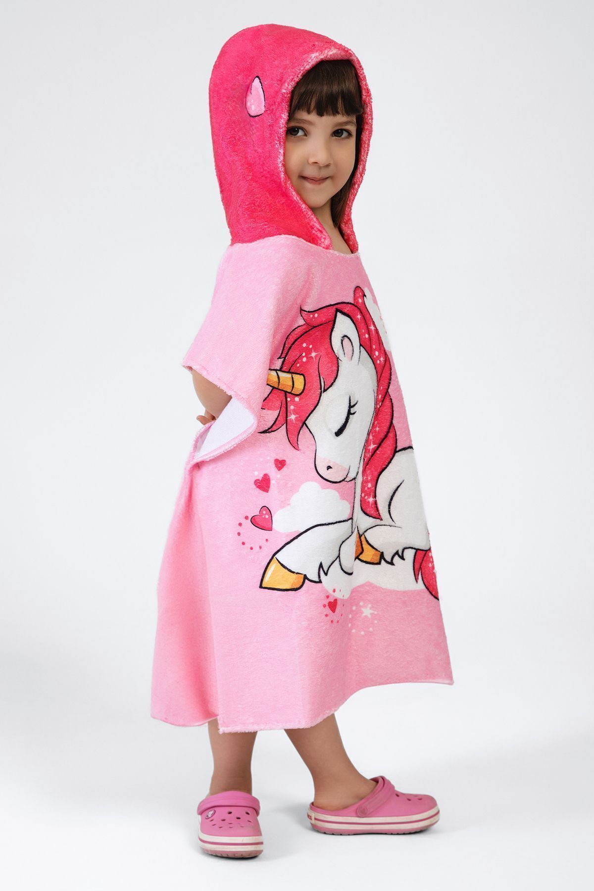 VEVİEN HOME-Unicorn Patterned Children's Poncho Beach Towel 3