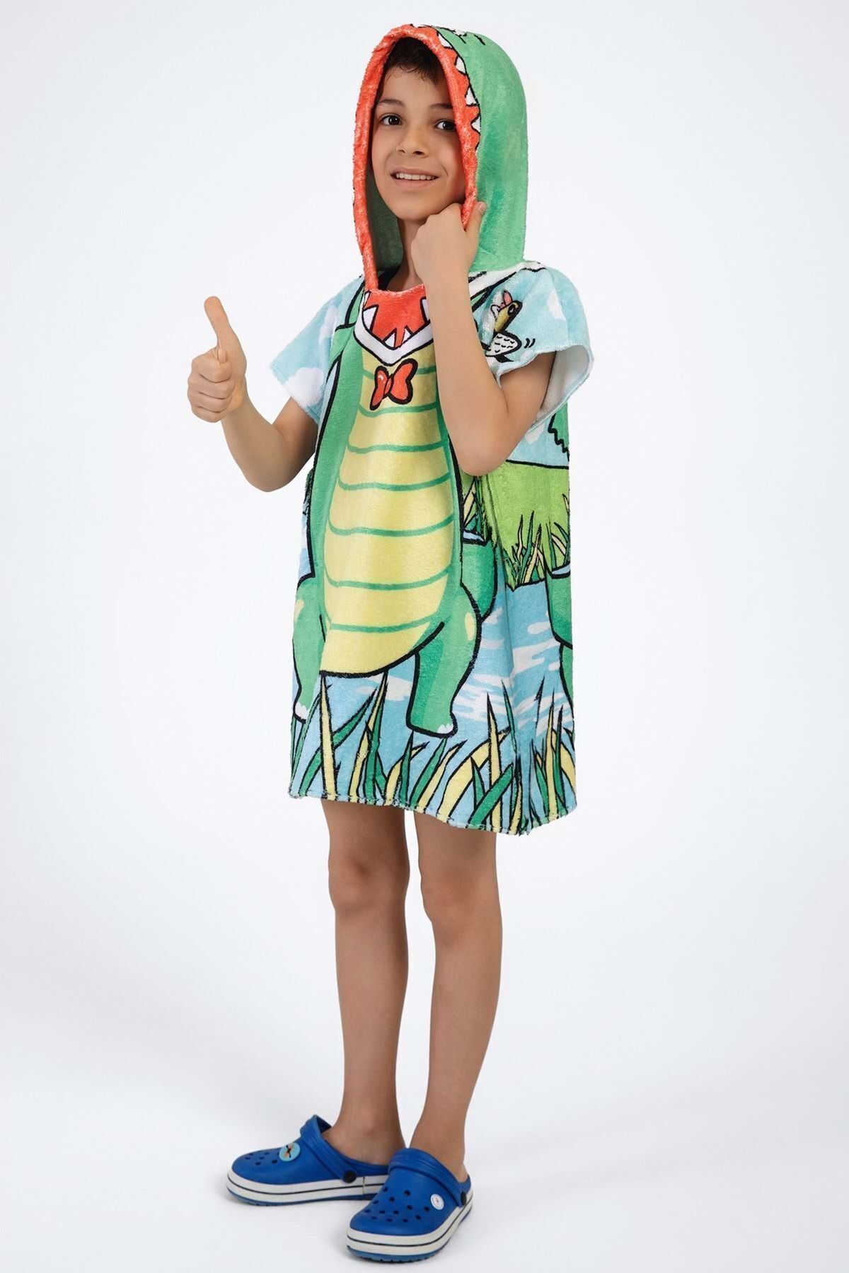 VEVİEN HOME-Crocodile Patterned Beach Towel for Kids 3