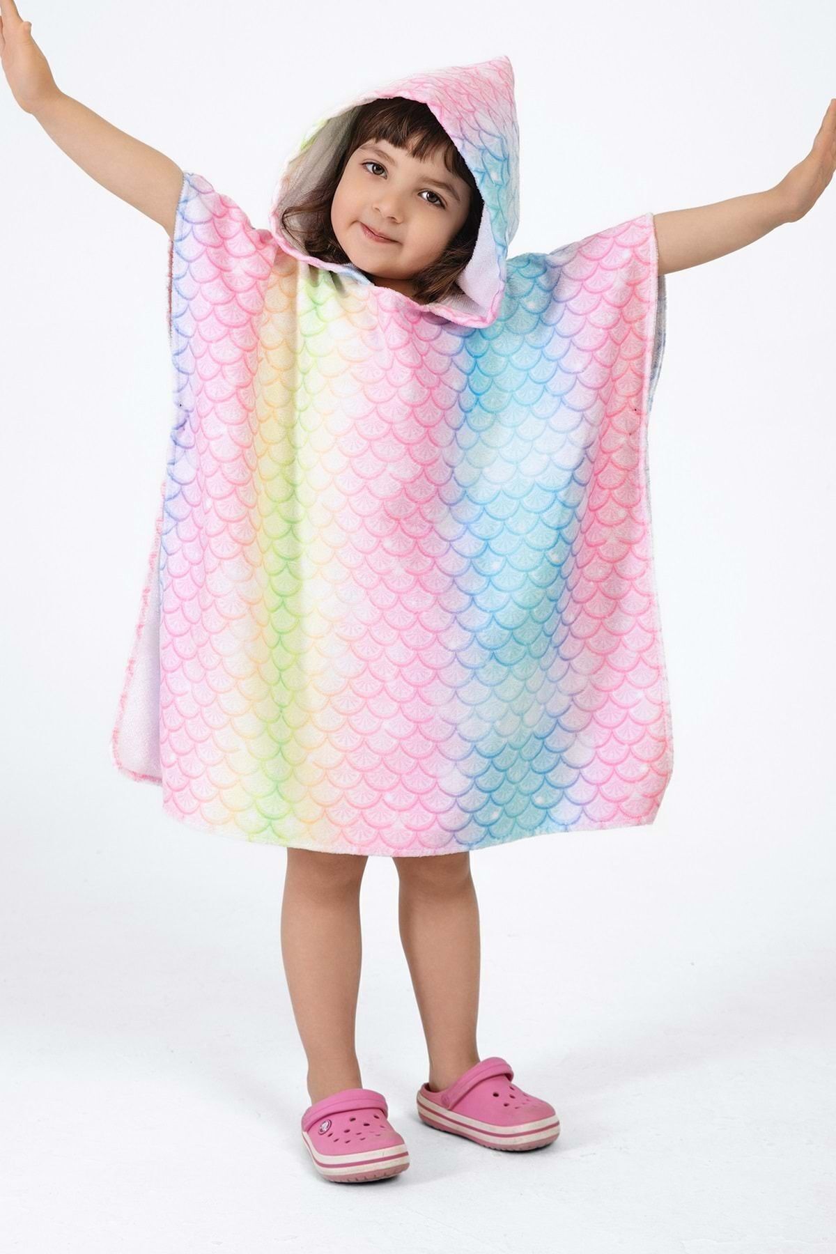 VEVİEN HOME-Fish Scale Patterned Beach Towel for Kids 1