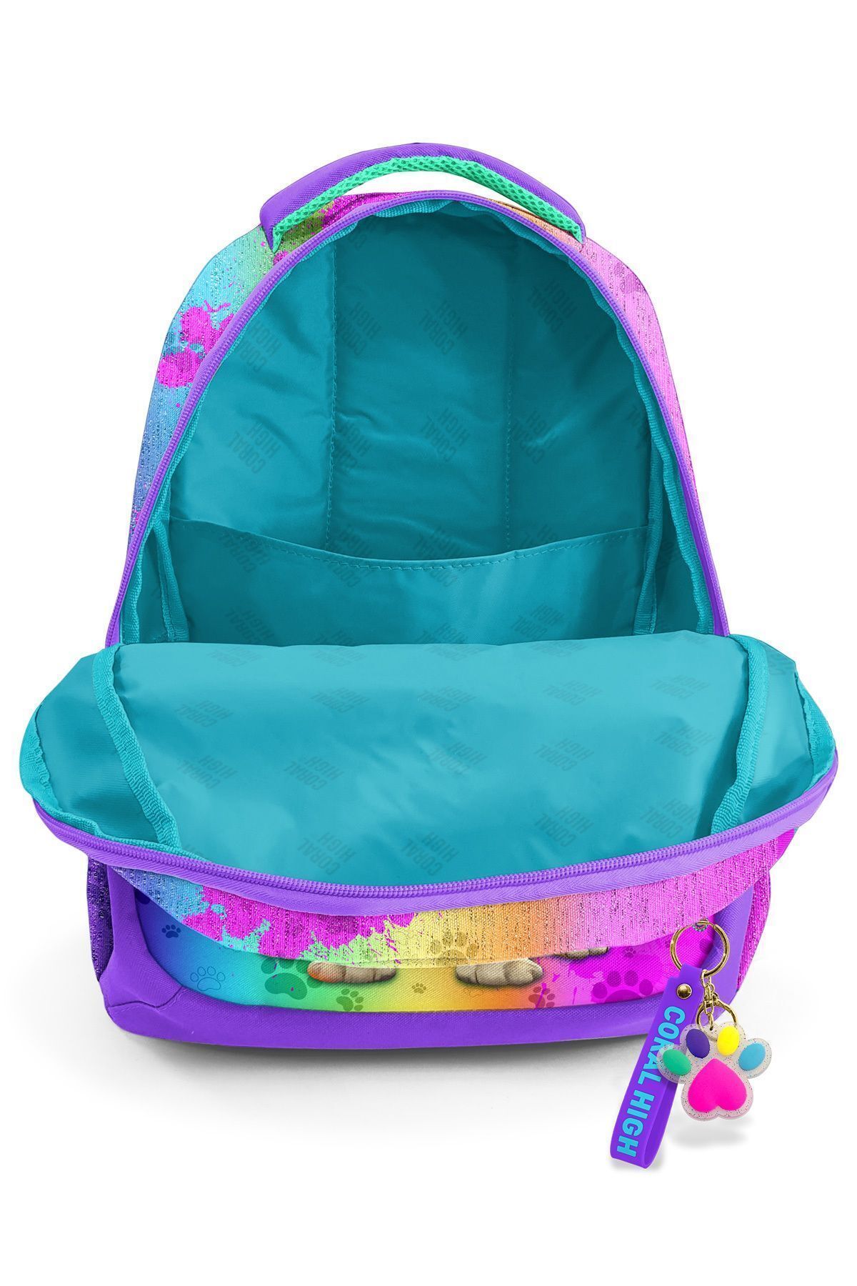 Coral High-Purple Pink Dog Patterned Children's School Bag - 23649 3