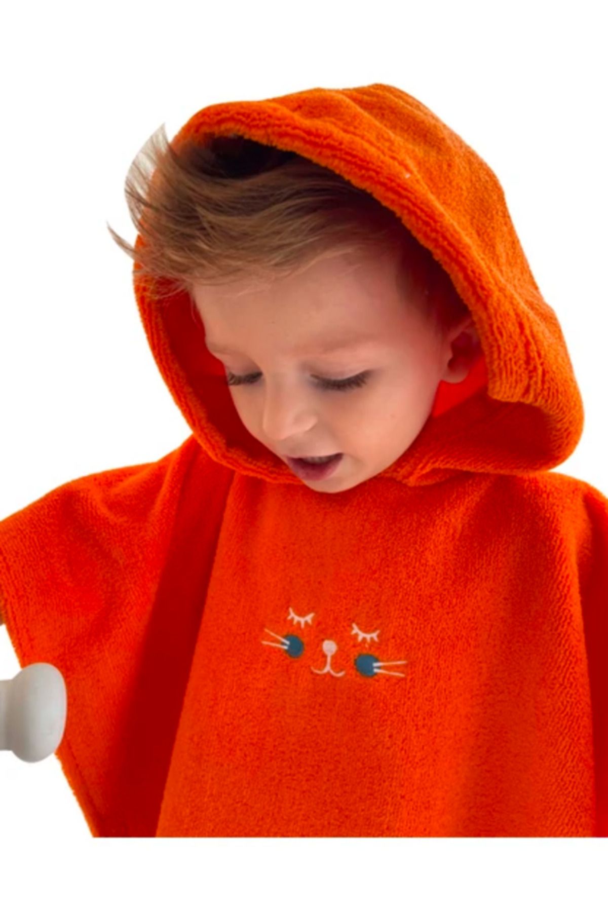 C&City-Orangefarbener C1717-Modell-Digitaldruck-Poncho für Kinder 3
