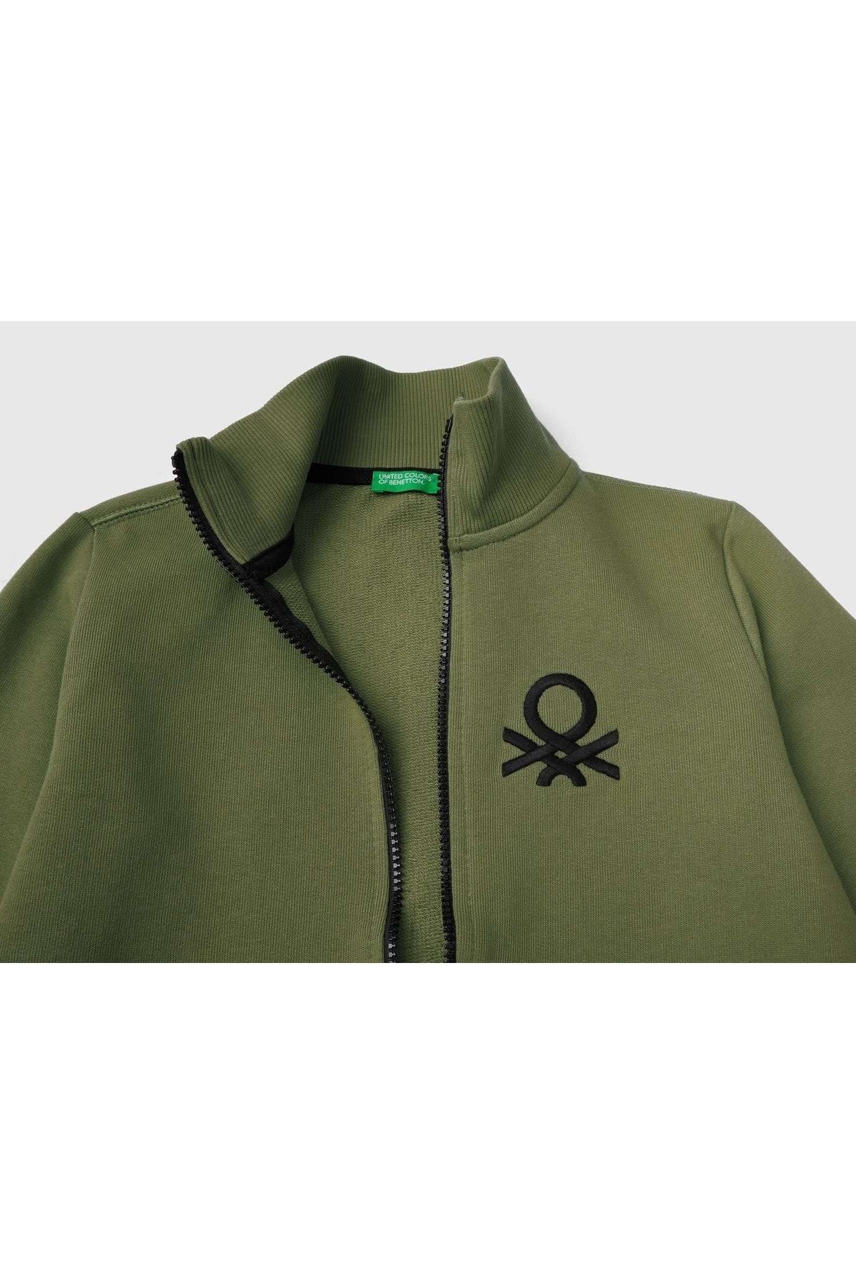 سویشرت پسرانه خاکی United Colors of Benetton | 223P3J68C501B-07N اورجینال - تصویر 2