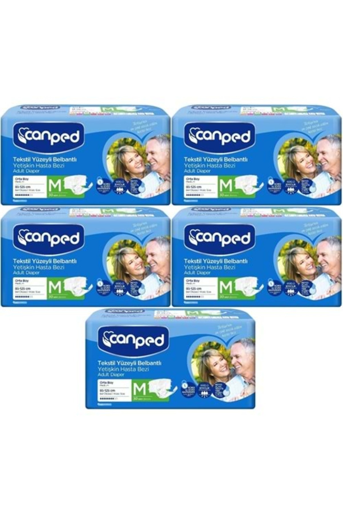 STD Canped Hasta Bezi Yetişkin Bel Bantlı Tekstil Yüzey M-Orta Boy 150 Adet (5PK*30) ( TEKLİDİR )