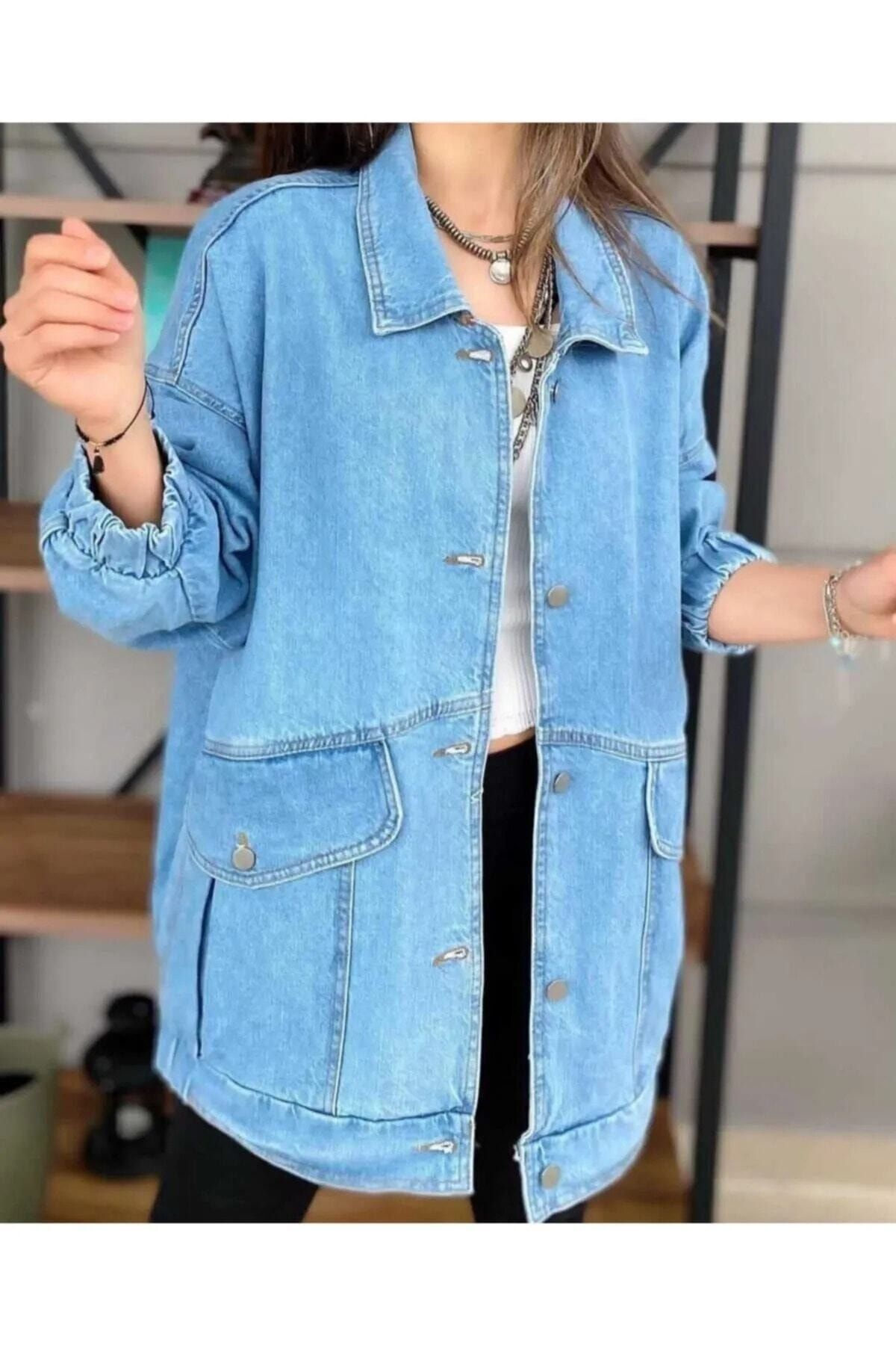 Kadın Mavi Kot Ceket
