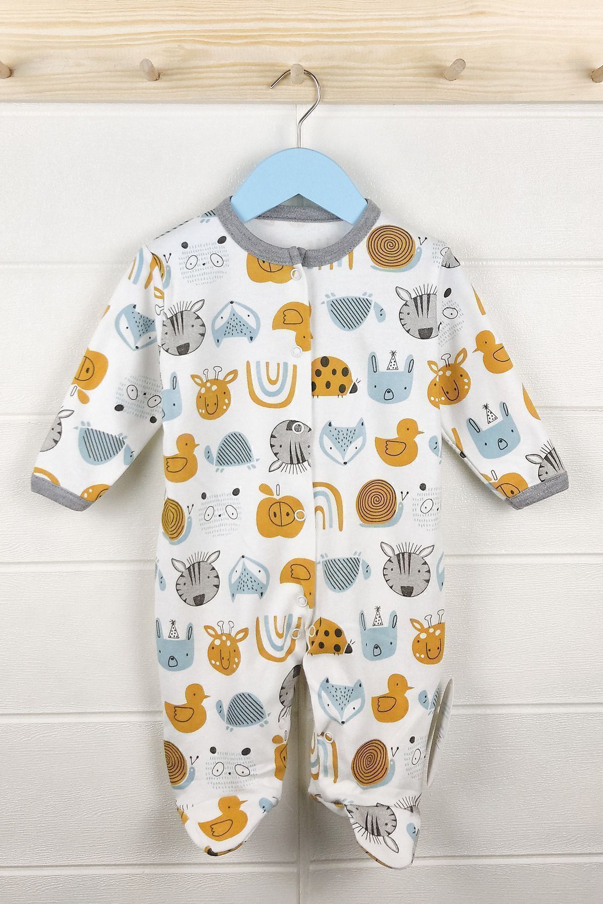 Desenli Unisex 3 Lü Bebek Tulum Seti
