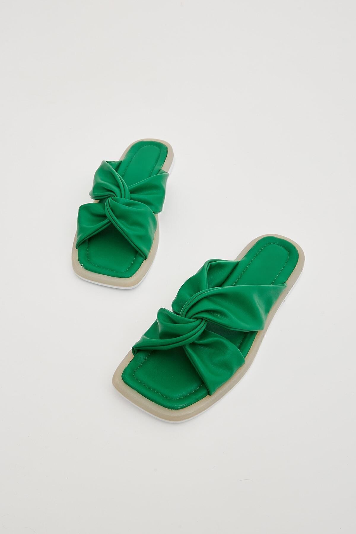 Moda Devrin-Papuci pentru damă Green Cross Twist, cu talpă anti-alunecare, papuci pentru exterior și acasă 6