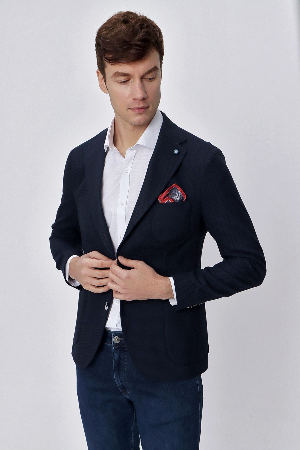 ژاکت مردانه آبی سرمه ای Morven | 23MS002016 اورجینال - تصویر 2