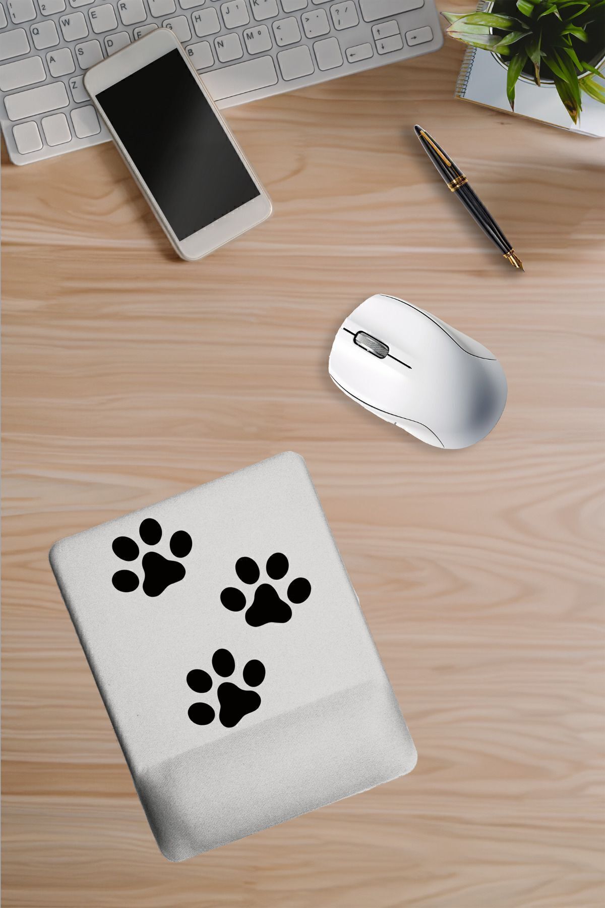 Dormot Home-White Background Triple Paw - Modern Digital Printed Square Wrist Mouse Pad 4