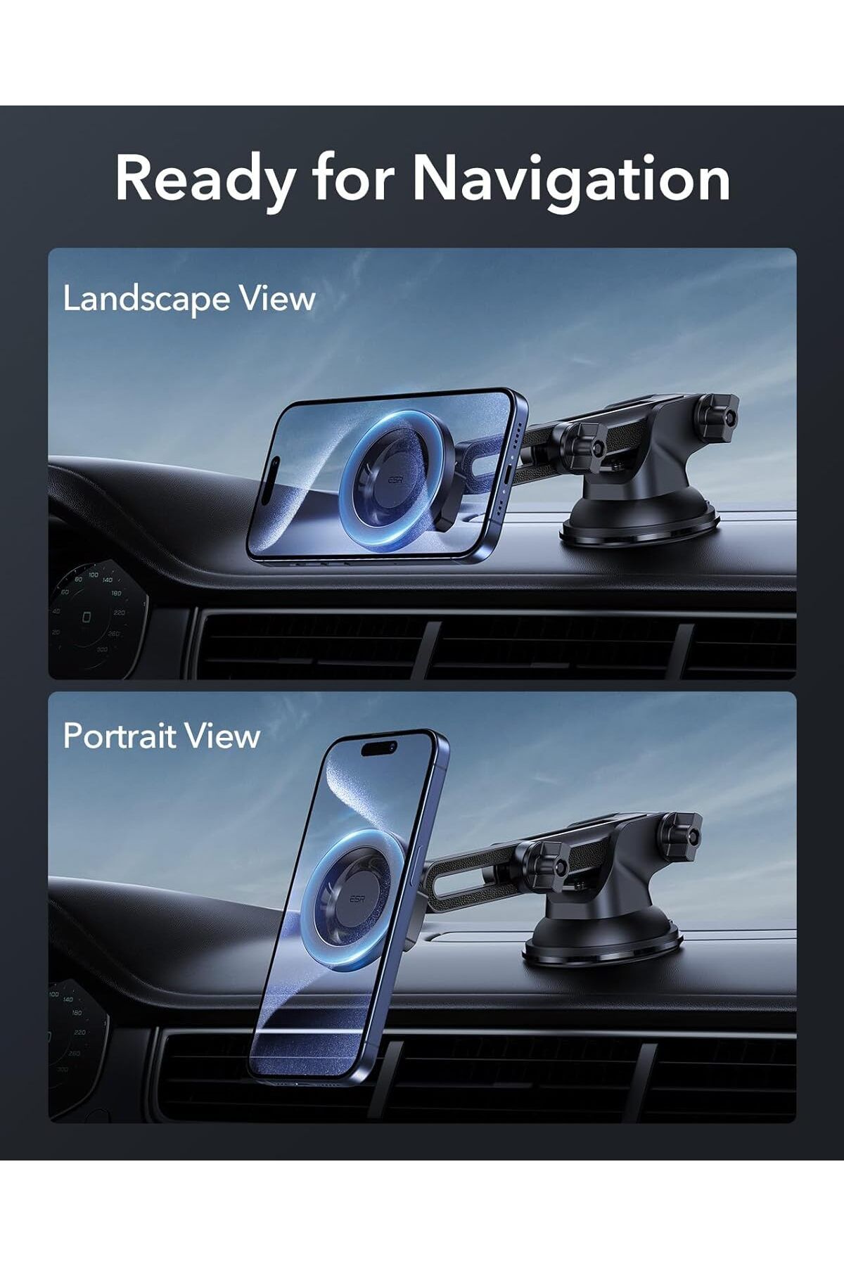 ESR-HaloLock Dashboard Car Mount for MagSafe,Compatible with iPhone 15/14/13/12 Series,Non-Charging,Grey 8