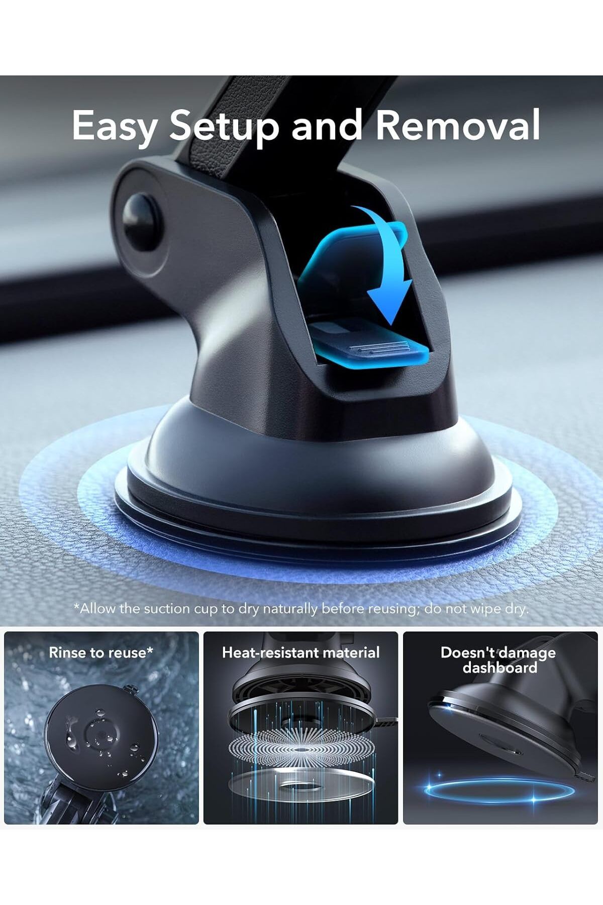 ESR-HaloLock Dashboard Car Mount for MagSafe,Compatible with iPhone 15/14/13/12 Series,Non-Charging,Grey 7