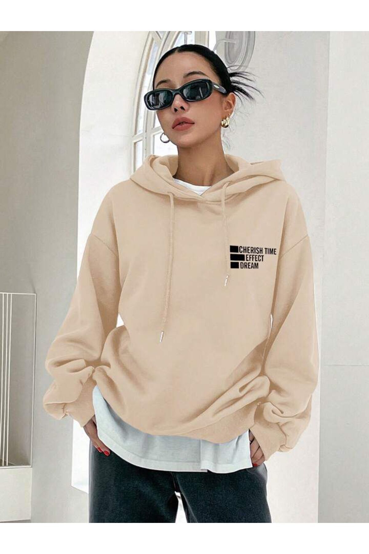 AFROGİYİM-Unisex Front Back Cheris Time Printed Oversize Hoodie 2