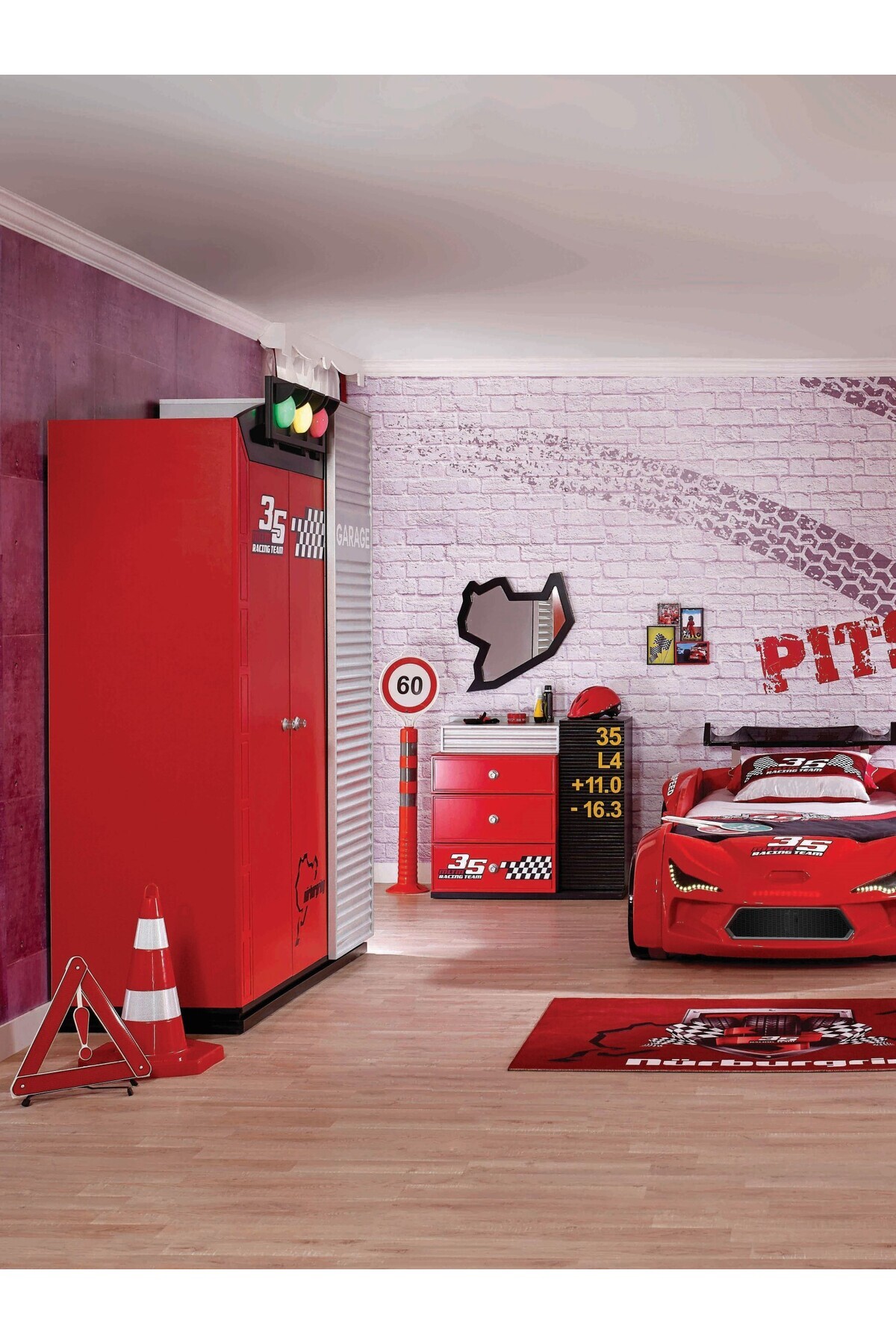 Meltem Pitstop Çocuk Odası Üç Kapılı Dolap fotoğrafı 3 (önizleme)