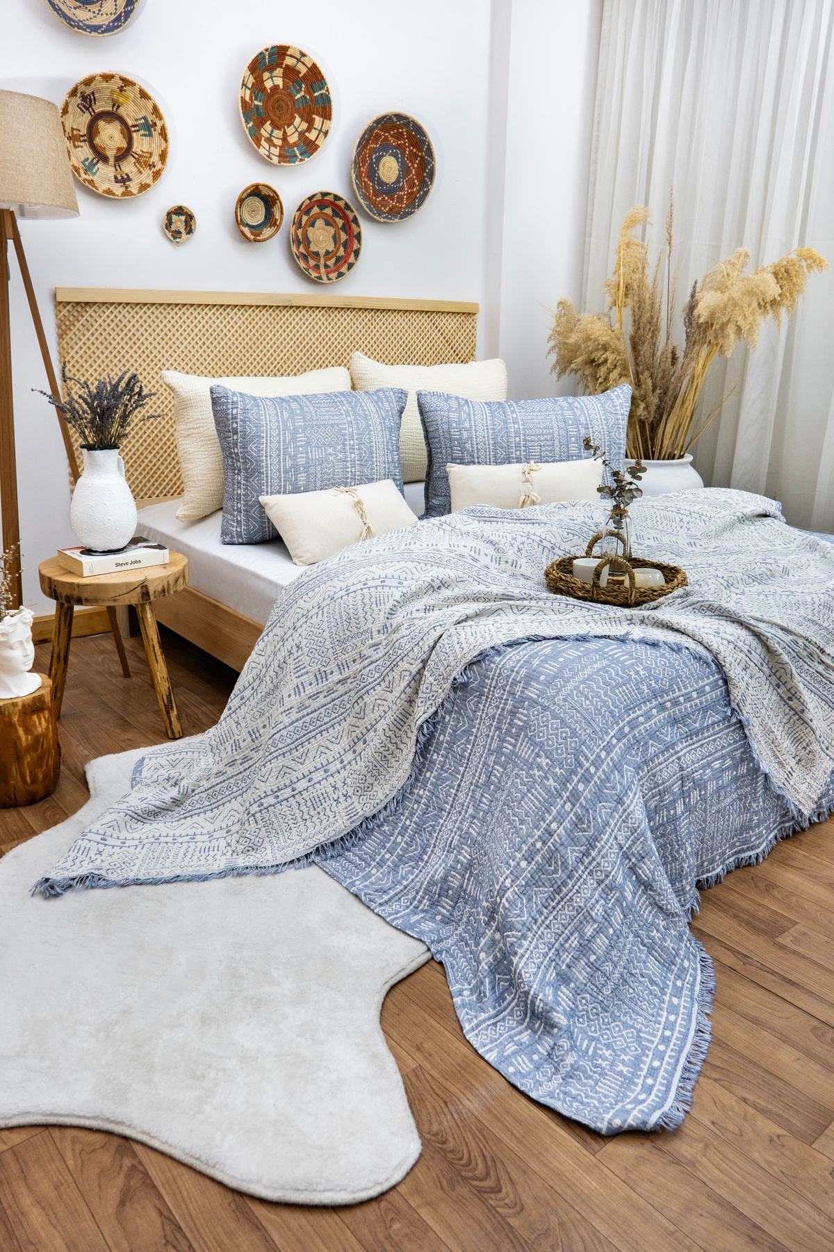 Aztek Desen 4 Katlı Multi Muslin %100 Pamuk Çift Kişillik 230x250 Cm Battal Boy 5