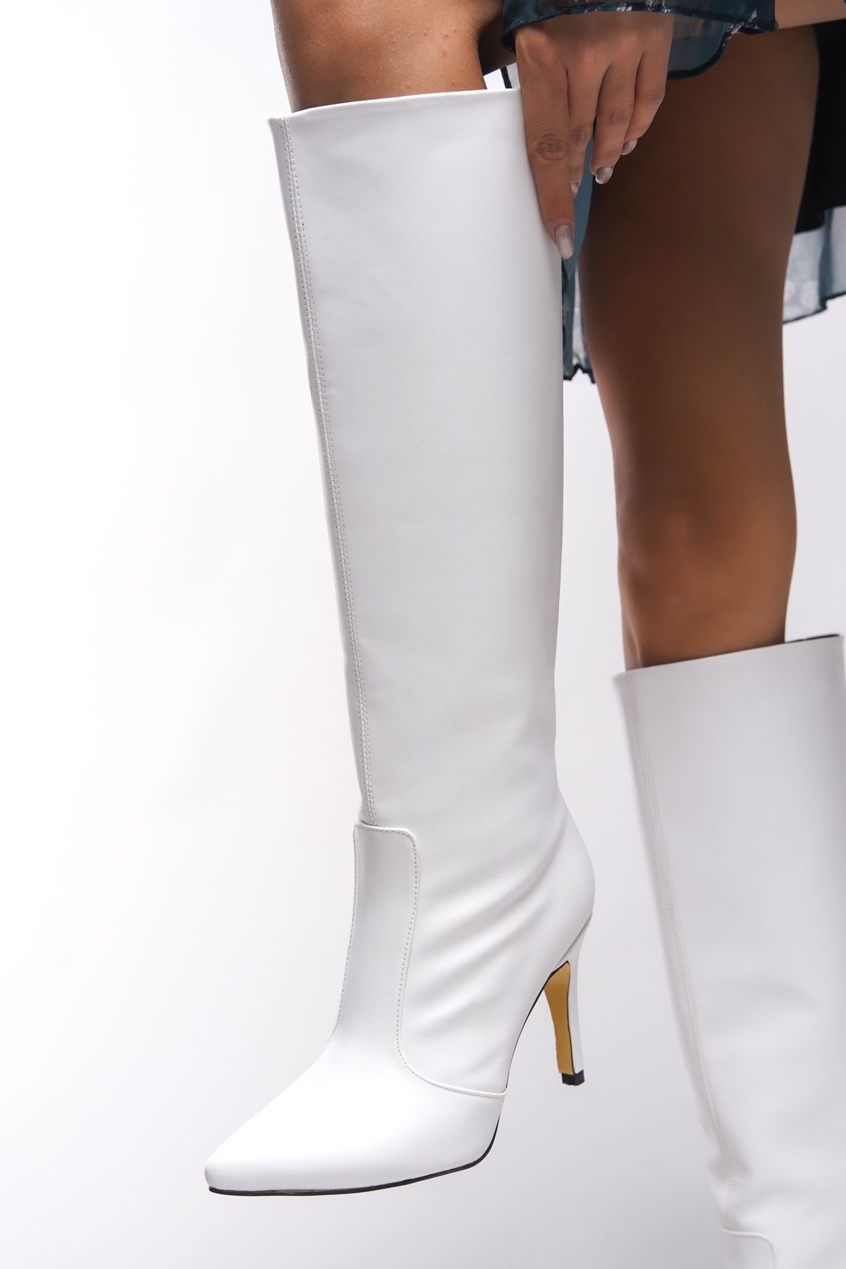 Riccon-Weiße Hilnaril-Damenstiefel mit spitzem Absatz - 00123000 4