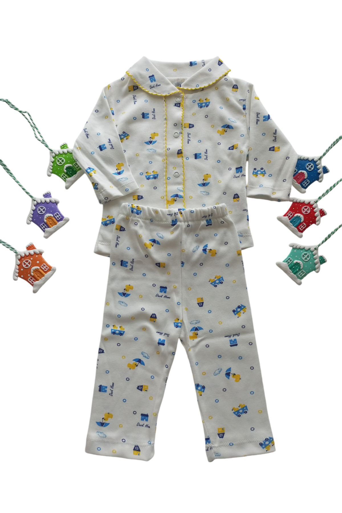 Babexi Civciv Desenli Pamuklu Bebek Pijama Takımı fotoğrafı 3 (önizleme)