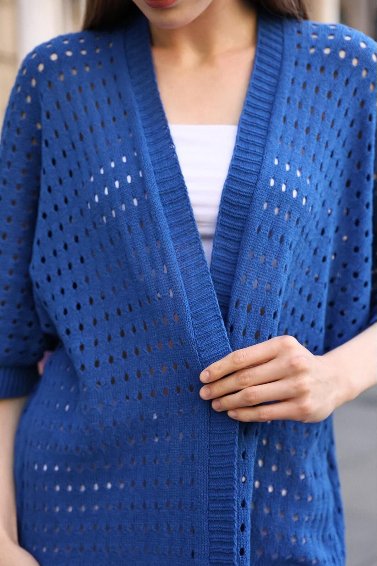 Overbazaar-Bodyless Knitwear Cardigan - Perforated and Buttonless 4