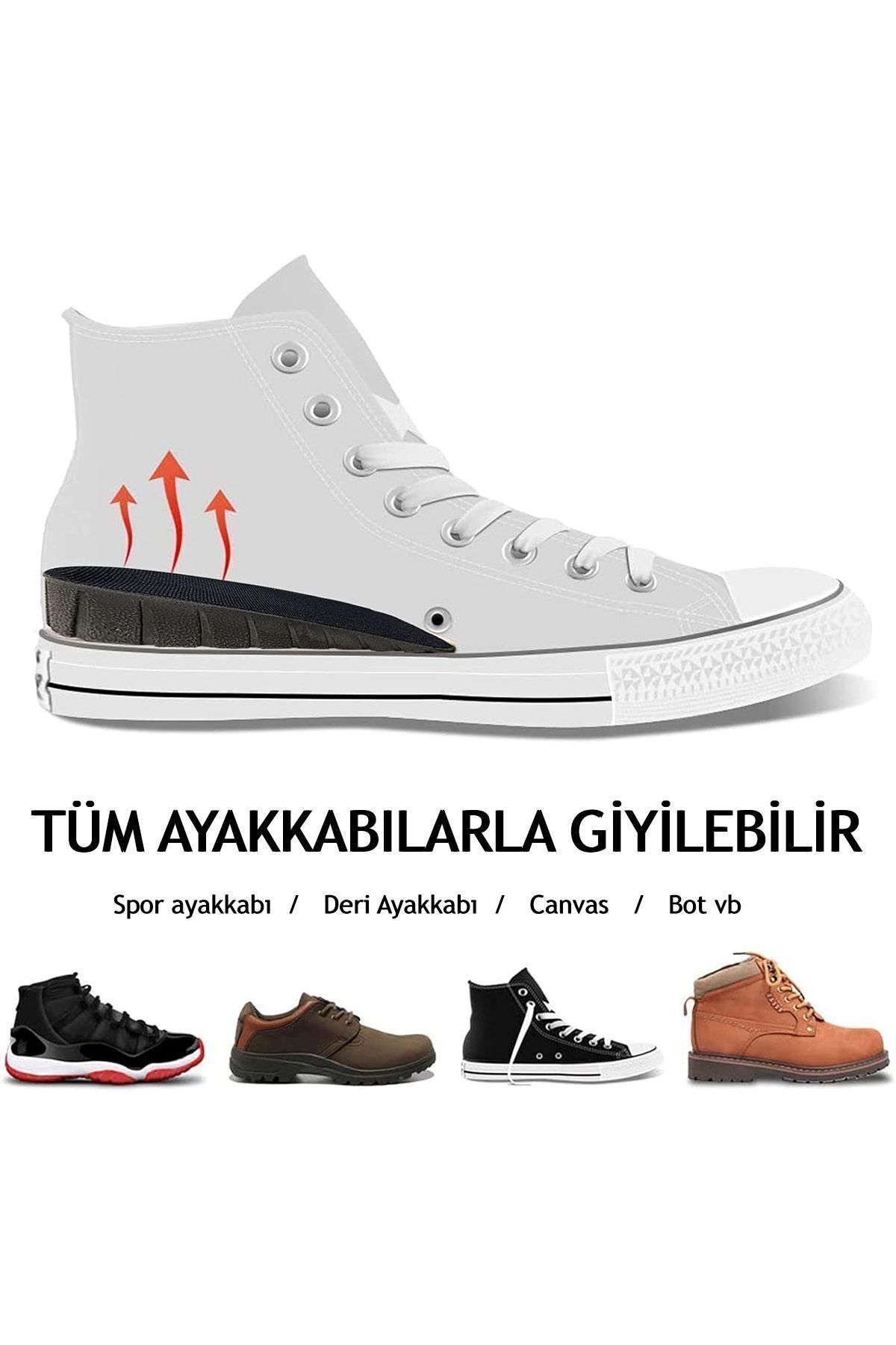 Boy Uzatma Tabanlık 5 cm 2 Kademeli Havalı Gizli Boy Uzatıcı Unisex Ayakkabı İçi 5