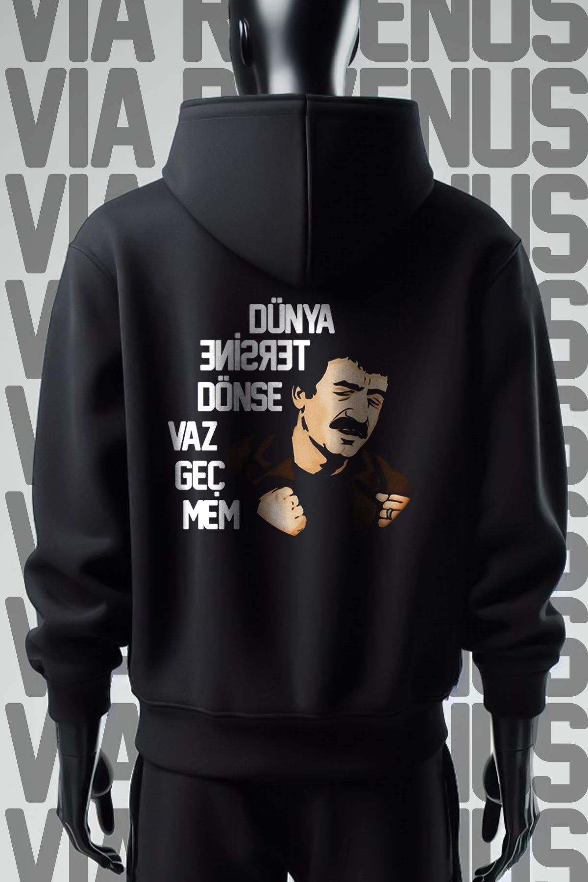 Vordevia Hanorac Cu Glugă Negru Cu Imprimeu Müslüm - 3 Fire Unisex - M