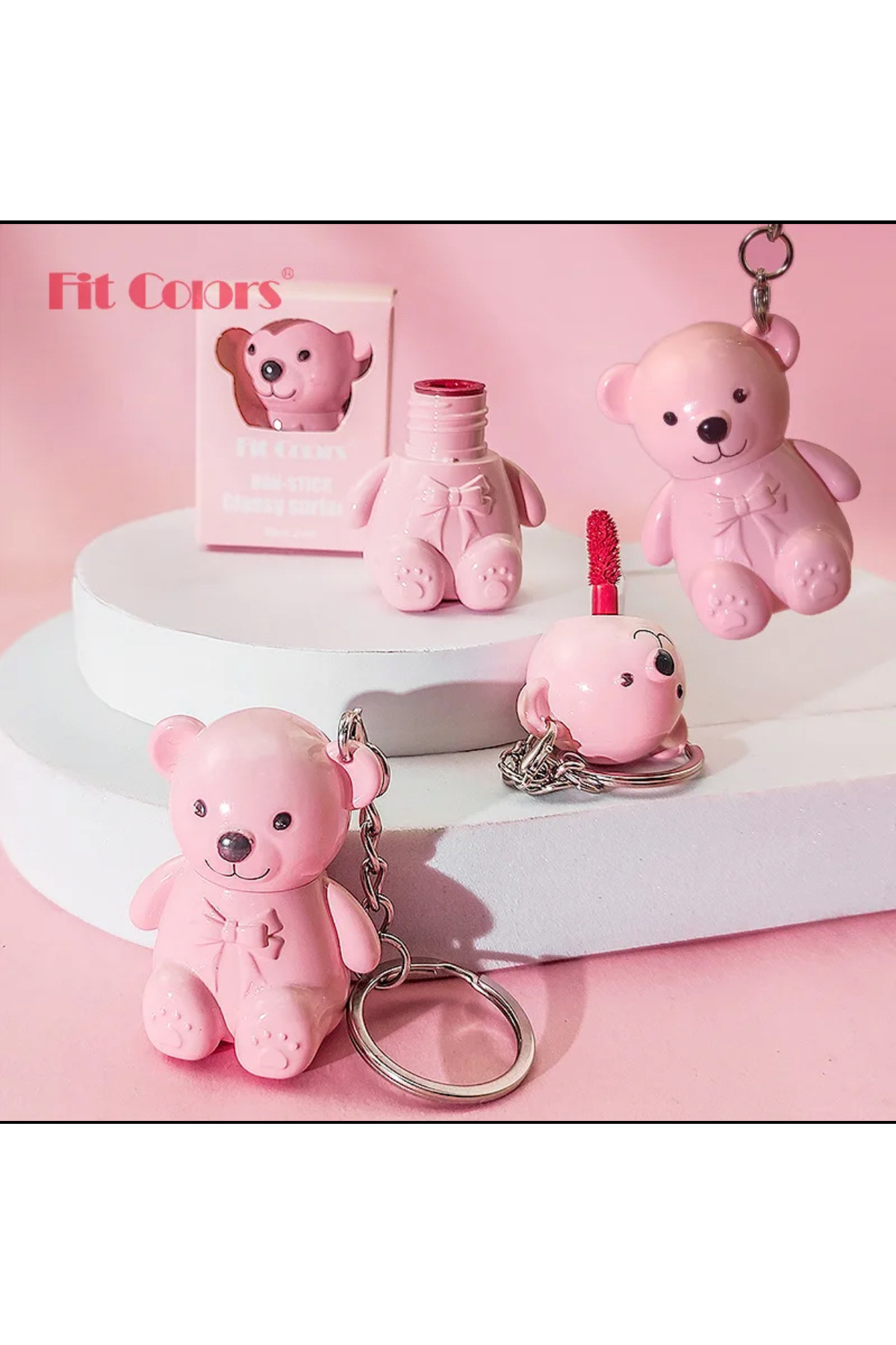 JEJUDO Teddy Bear key chain lipstick-Moisturizing lip gloss mirror liquid lip/Sevimli Ayı Dudak parlatıcı