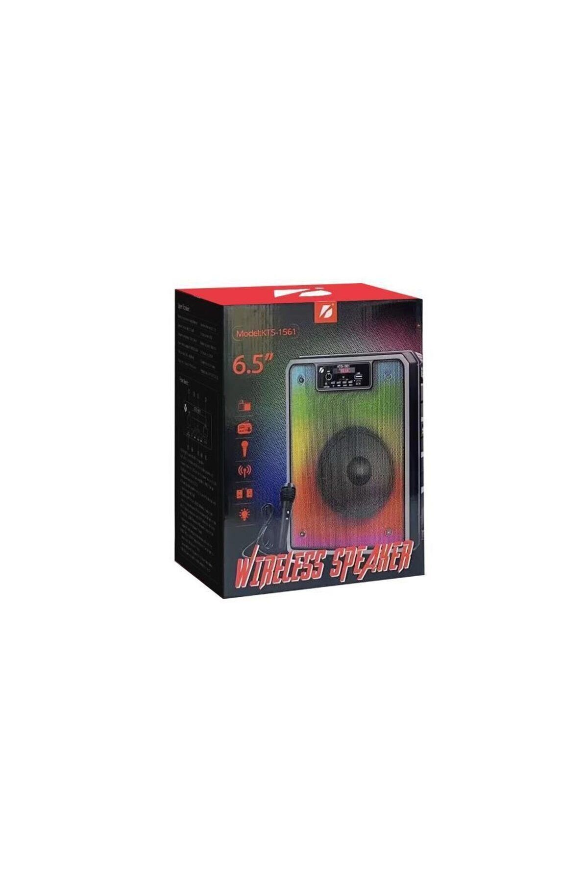 Resim Şirin İletişim Taşınabilir Hoparlör Rgb Led Işıklı Kts 1561 Bluetooth Speaker Mikrofonlu Stereo Parti Box 6.5 