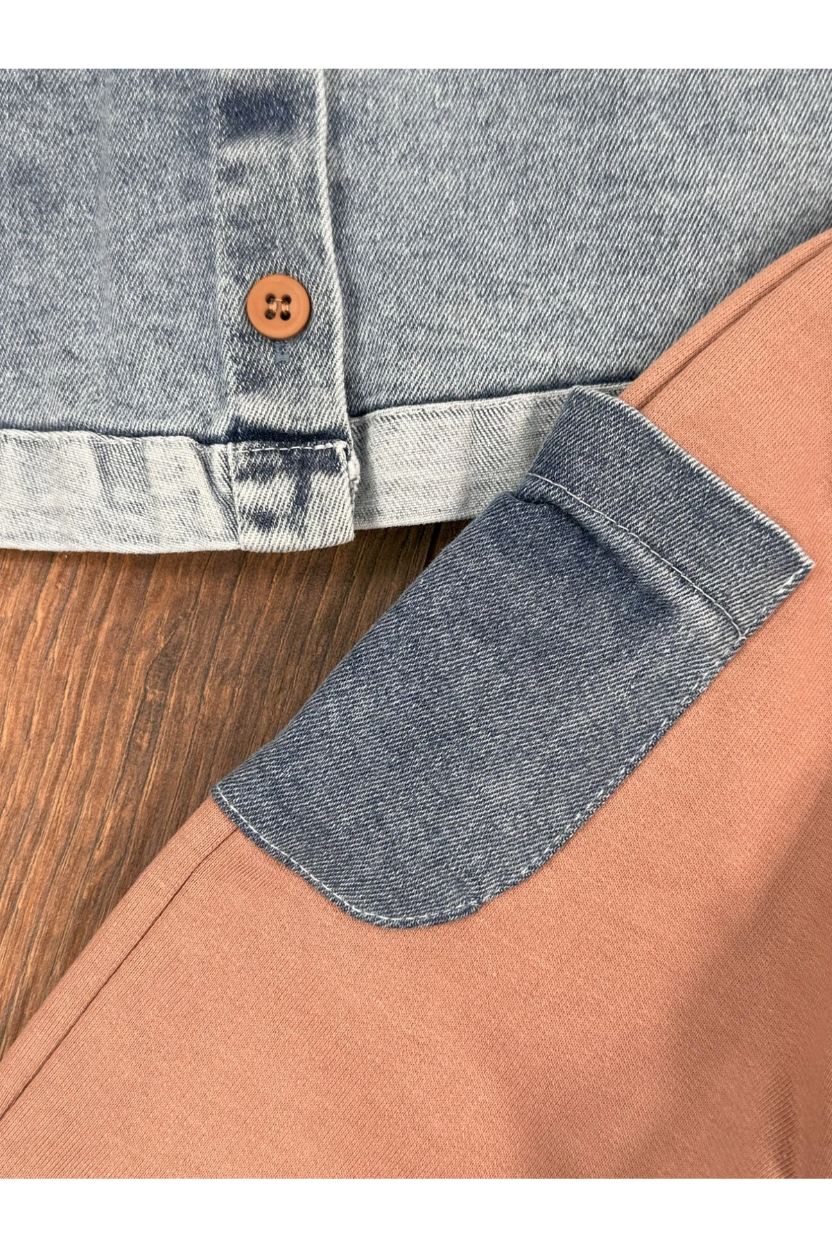 Bolly Baby Likralı Çift Cep Kot Gömlek Düğme Detaylı Pantolon Mevsimlik Erkek Bebek Takım fotoğrafı 6 (önizleme)