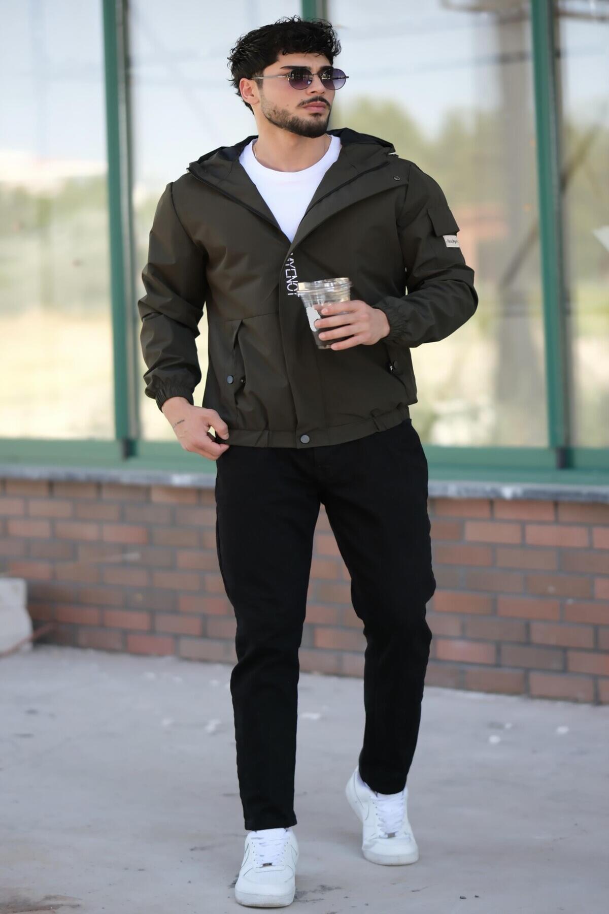 Stilkombin  Kol Cepli Baskılı Spor Likra Kumaş Yağmurluk Mevsimlik PLDP 2968 - Görsel 3