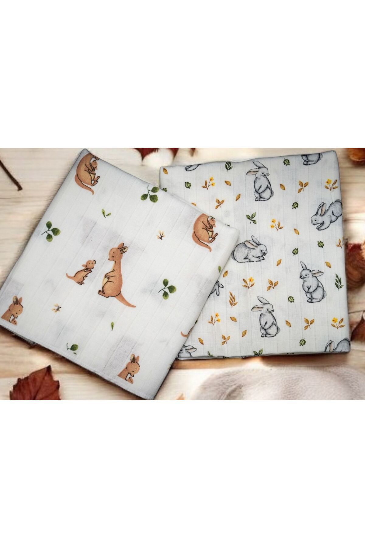 Ferdys-Set of 2 100% Cotton Organic Muslin Blanket - 80x90 3