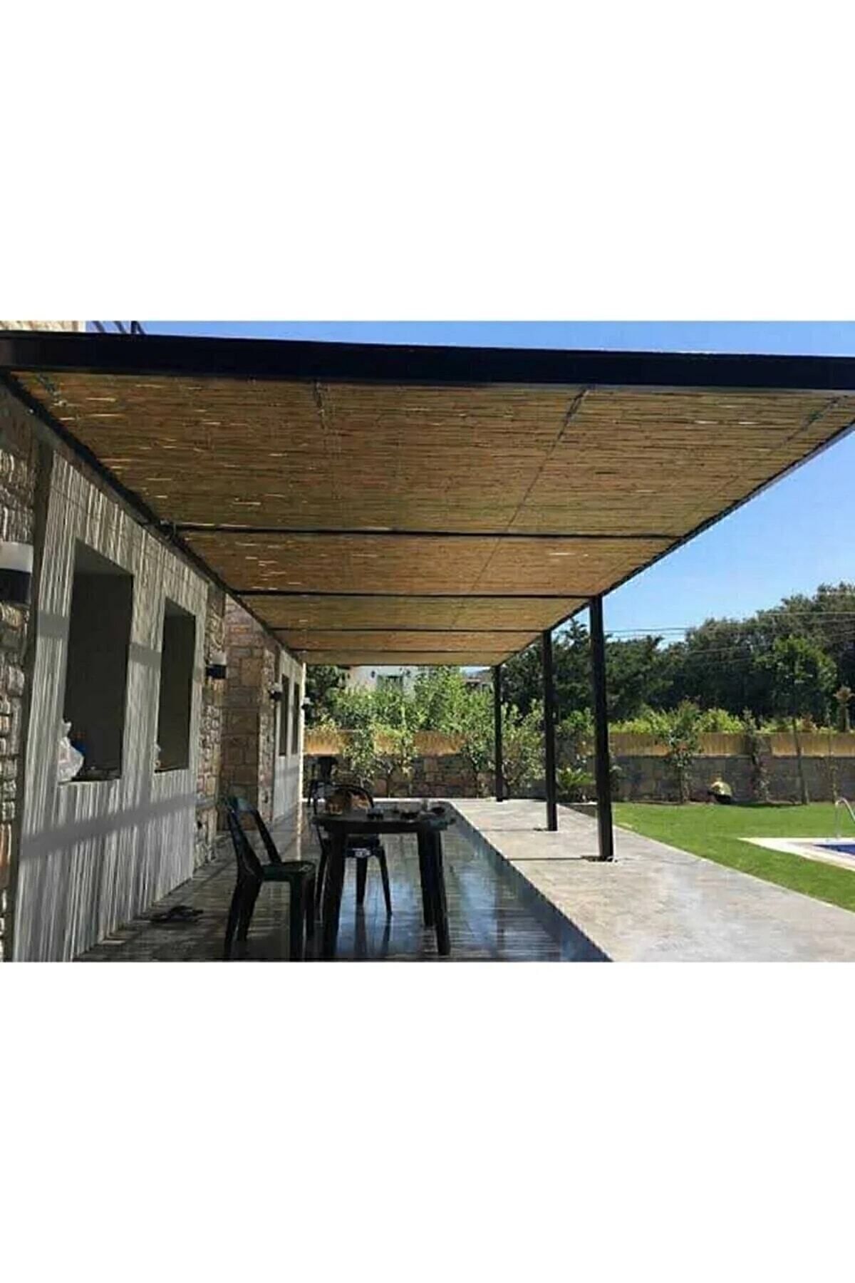 Kamış Çit Kamış Hasır Kamış Bambu 1*5 Metre Gölgelik Doğal Kamış Hasır Çit- Gölgelik- Rüzgar Perdesi 3