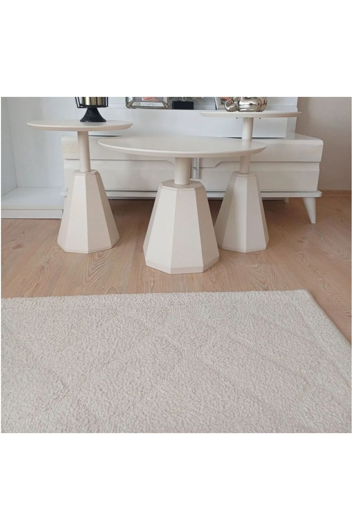 KÜPELİ KREM 2+1 SET 2 yan 1 orta sehpa