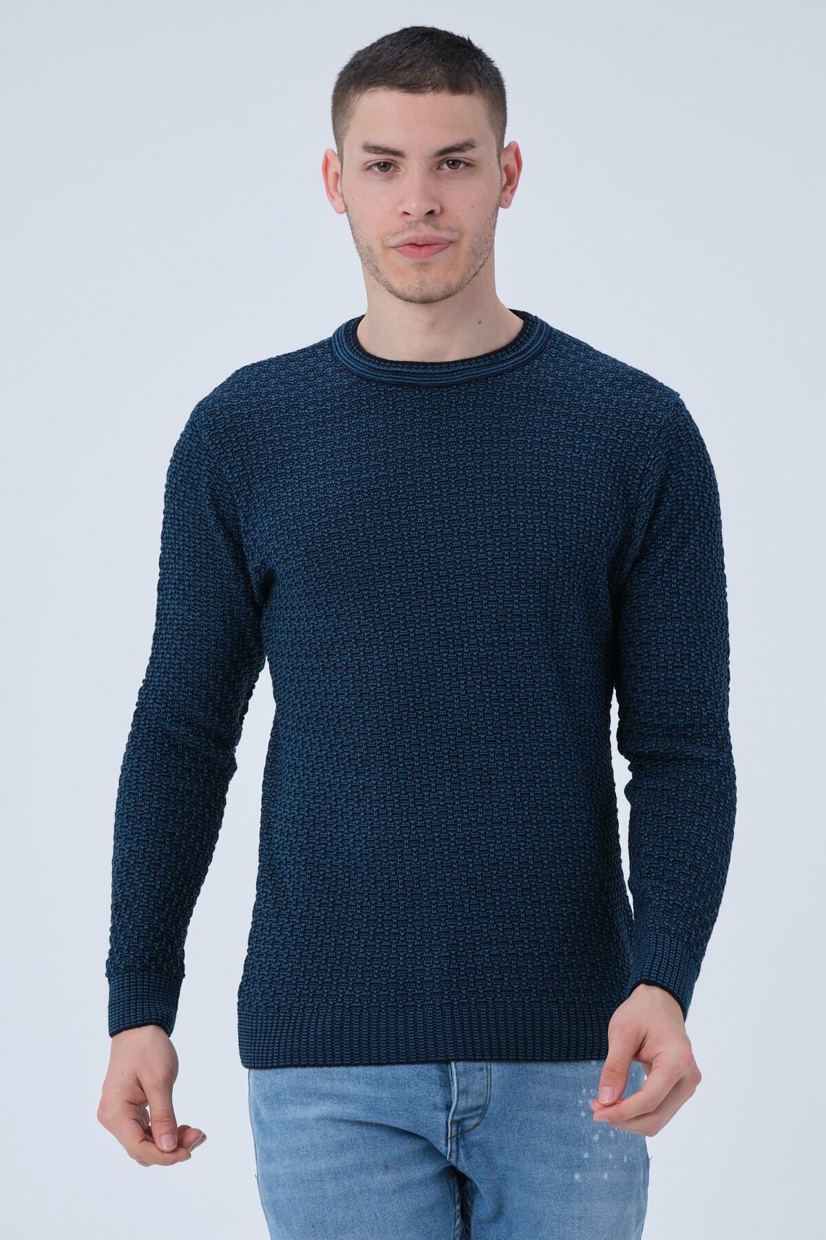 بافت و پلیور مردانه آبی 1000LAKE | 703022 اورجینال - تصویر 2