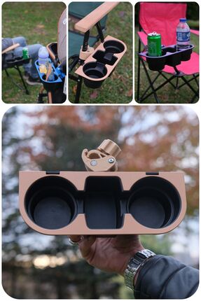 H&R PLASTİK Kamp Sandalye Bardaklık Içecek Telefon Tutucu Aparat Bej Renk (MA...