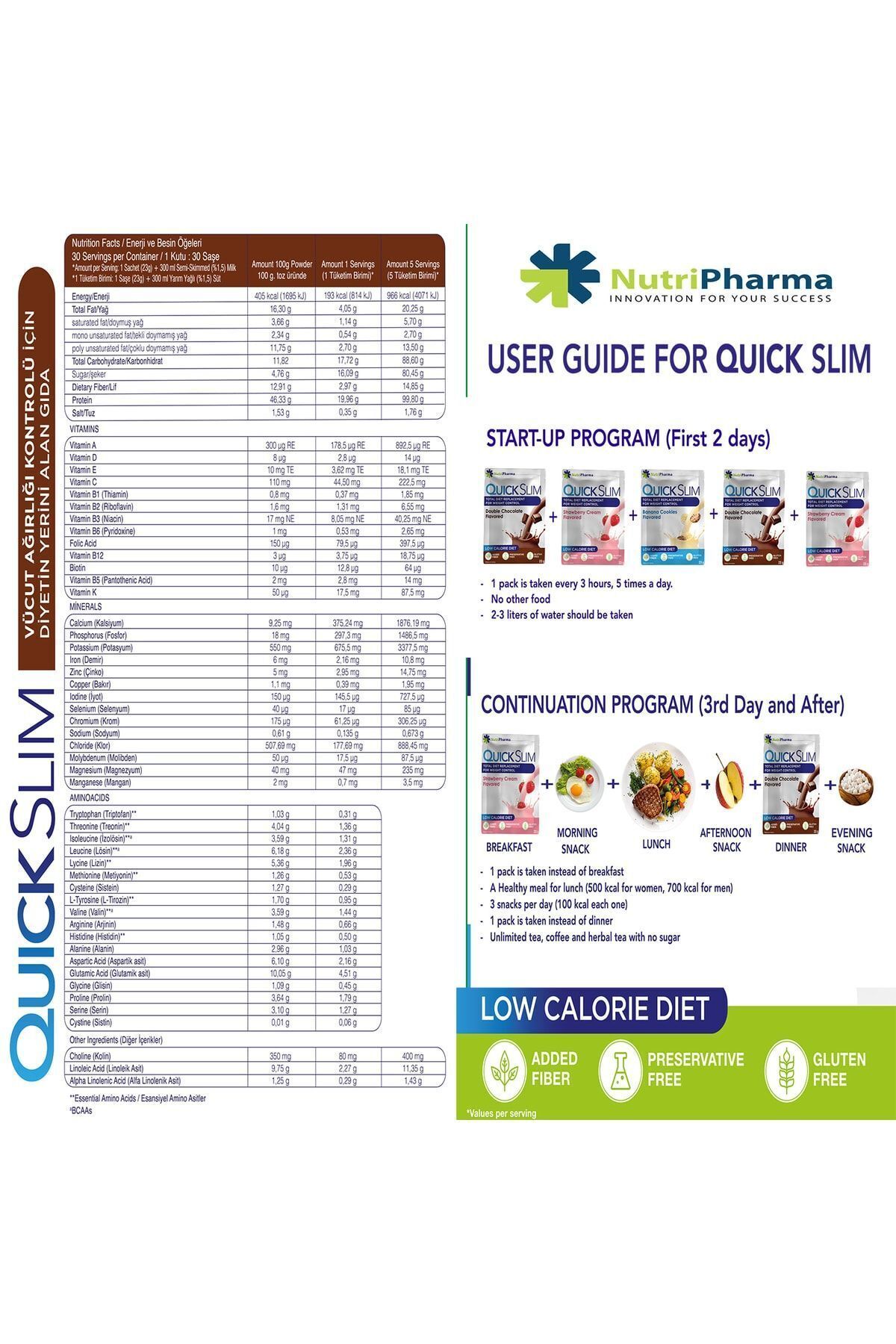 NUTRIPHARMA-Quick Slim High Protein Meal Powder, 60 Meal Shakes (Strawberry, chocolate 2 Boxes, 60 Sachets) 5