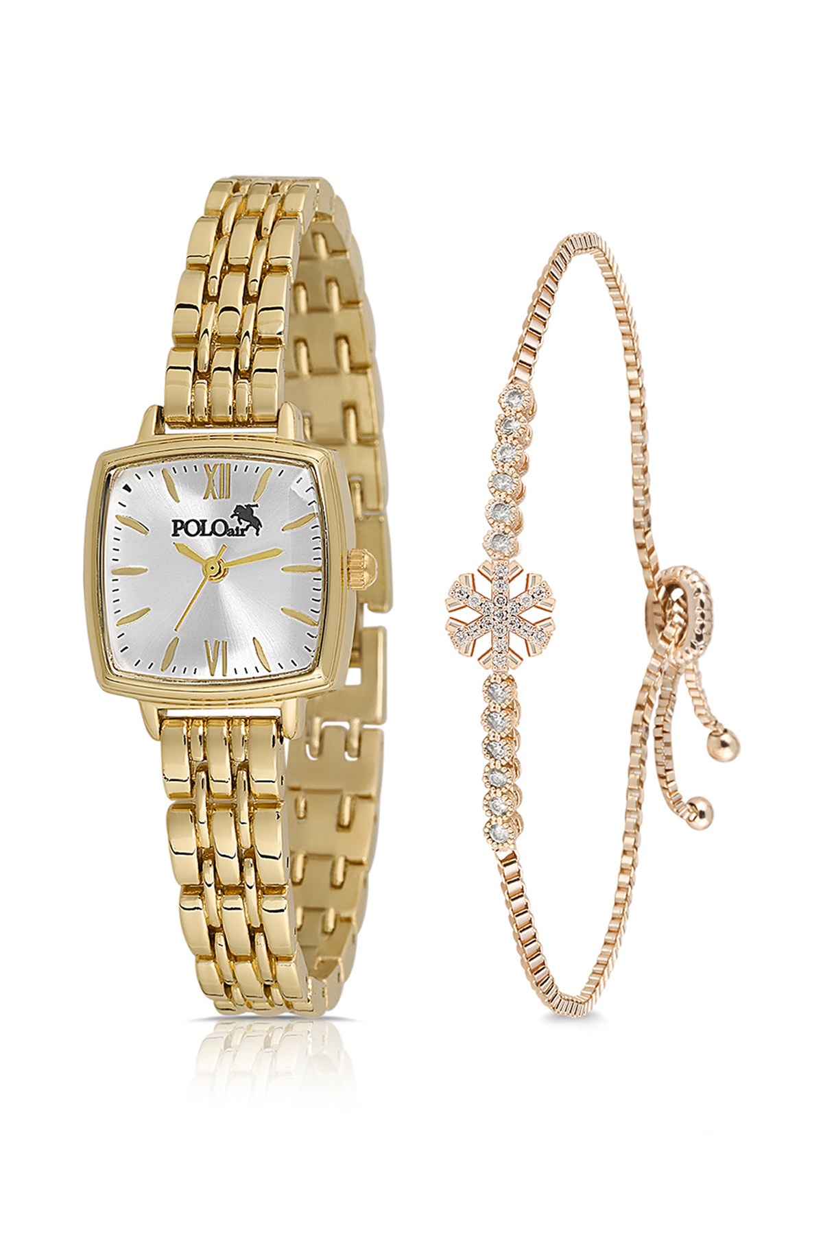 Polo Air Vintage Kadın Kol Saati Zirkon Taşlı Kartanesi Bileklik Kombin Gold PL-1495B1