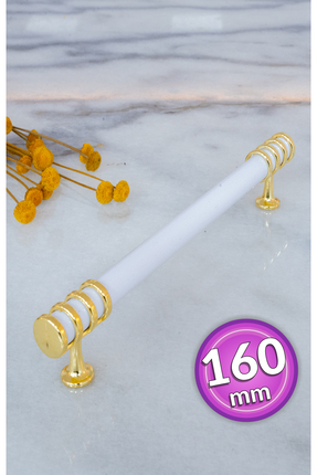 SHAYMA BEYAZ GOLD BORU METAL KULP 160MM (16 CM) MOBİLYA KULPU,DOLAP KULPU,MUT...