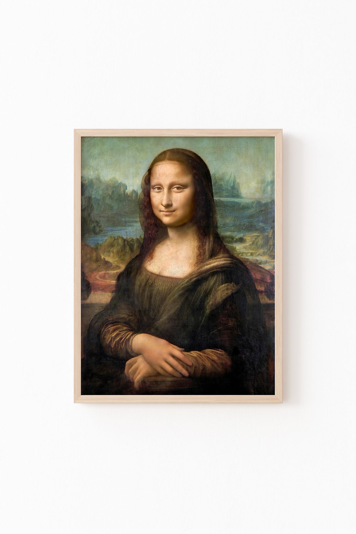 Mona Lisa - Leonardo Da Vinci - Wooden Patterned Frame