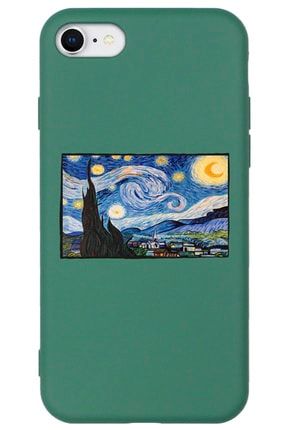 Iphone 7 Uyumlu Vincent Van Gogh Yıldızlı Gece Desenli Telefon Kılıfı IP7LN-273