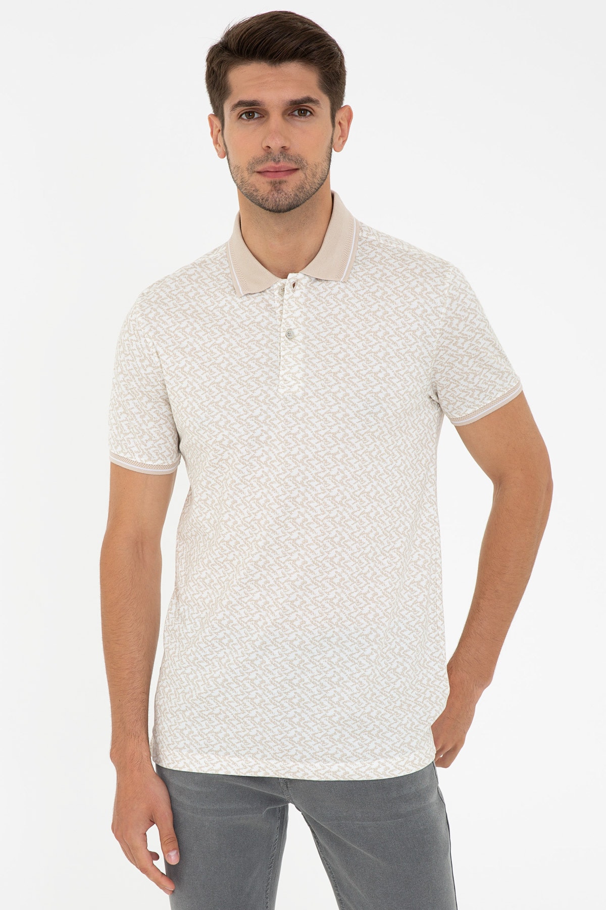 پیر کاردین تی‌شرت مردانه بژ G021SZ011.000.1201045