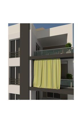 Sarı Gri Çizgili Balkon Perdesi, Balkon Çadır Brandası, Balkon Güneşlik 2021balkonperdesi