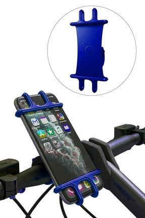 Universal 360° Dönebilen Bisiklet Telefon Tutucu Telefon Tutucu Fosforlu Lacivert