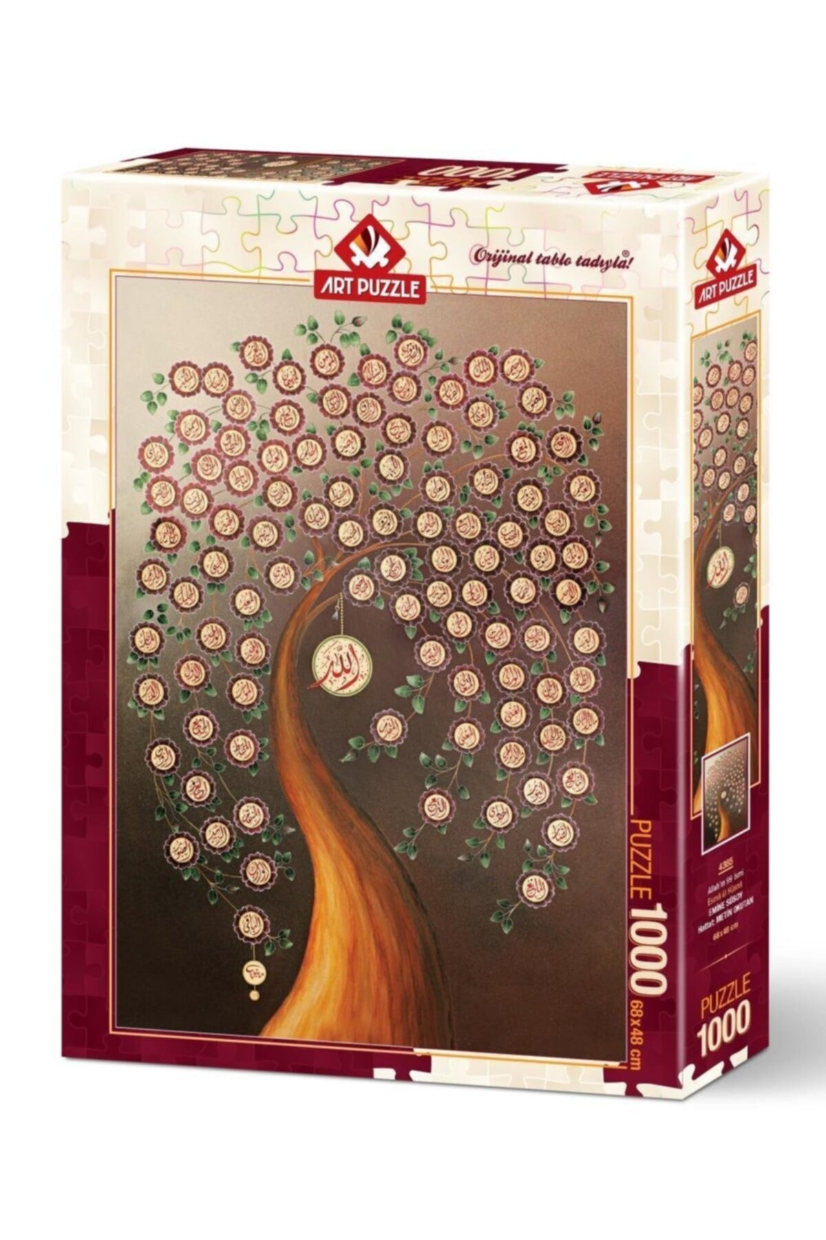 Art Puzzle Allah'ın 99 Ismi Esma'ül Hüsna Kutulu Puzzle/yapboz 1000 Parça