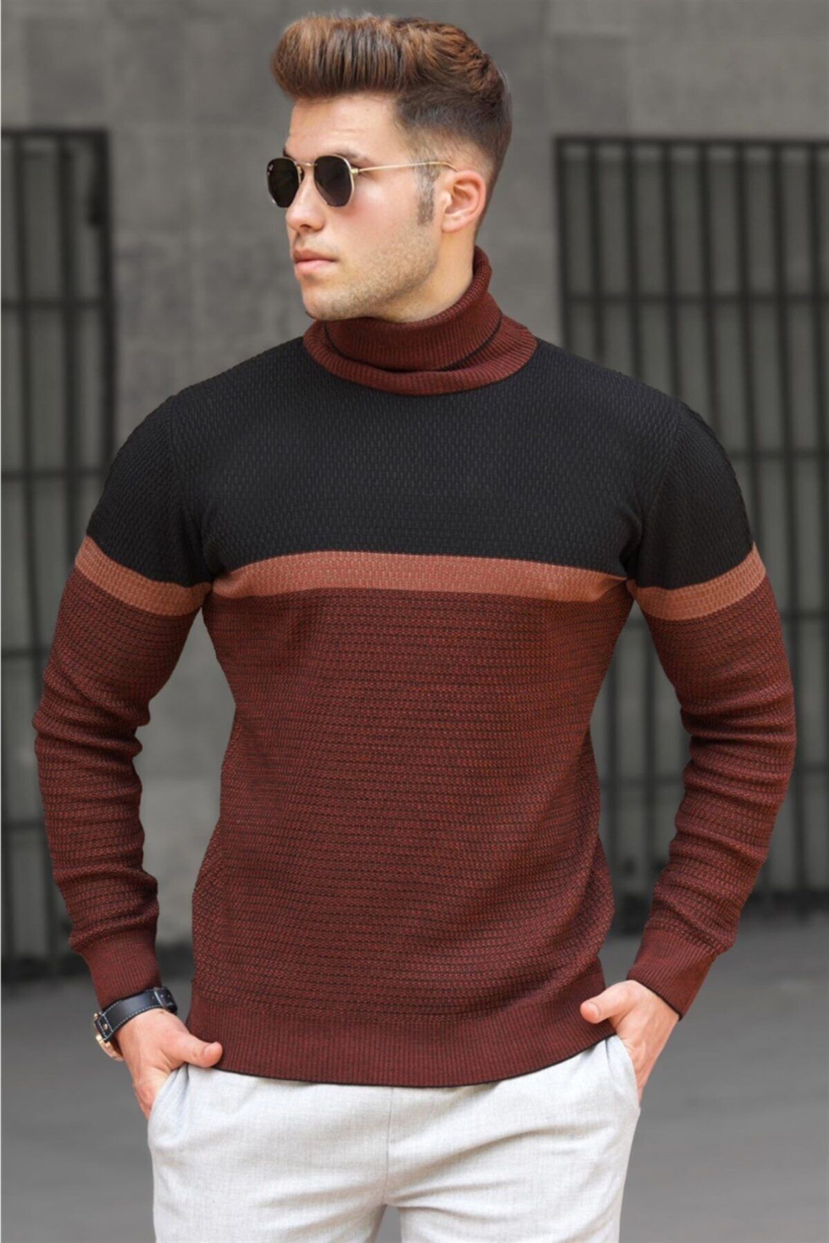 Madmext Pullover Schwarz Regular Fit