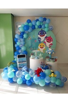 Baby Shark Konsept 100 Adet Pastel Balon Ve Balon Zinciri 6559652