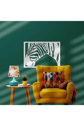 Beyaz Ahşap Zebra Duvar Dekoru - Salon Oturma Yatak Odası Ofis Için 50x40 Cm Tablo NT0B10811
