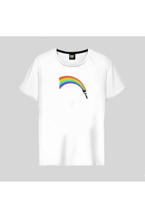 Gökkuşağı - Rainbow Brush Beyaz Erkek Tişört T-shirt1 05273